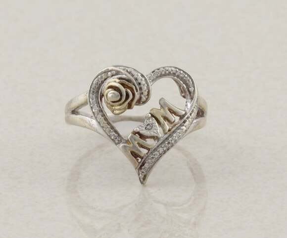 Unbranded Jewelry - Sterling Silver Heart Flower Mom Ring Size 8 1/4